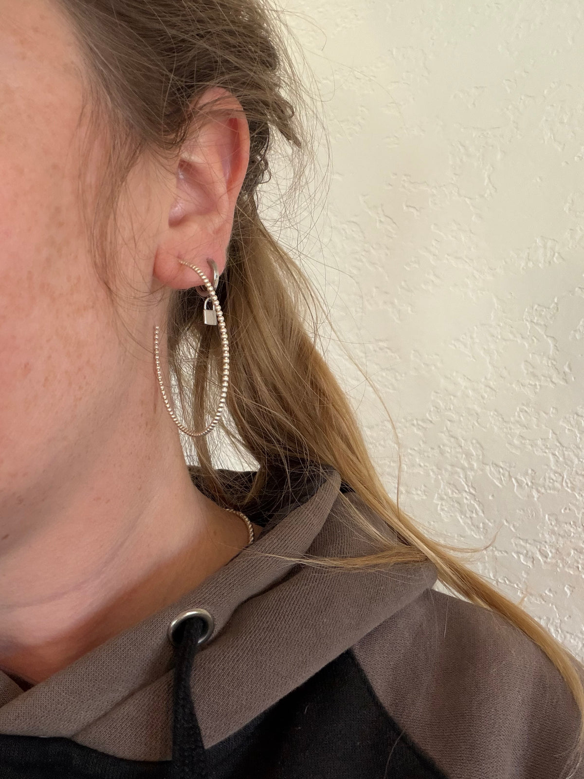 Large Bead Hoop Earrings
